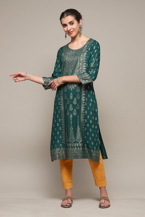 Plum LIVA Straight Printed Kurta image number 0