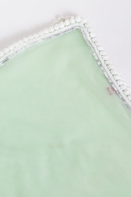 Sea Green Cotton Tiered Kurta Churidar Suit Set image number 4