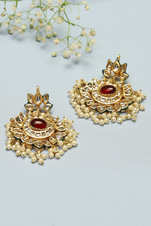 Maroon Brass Earrings image number 0