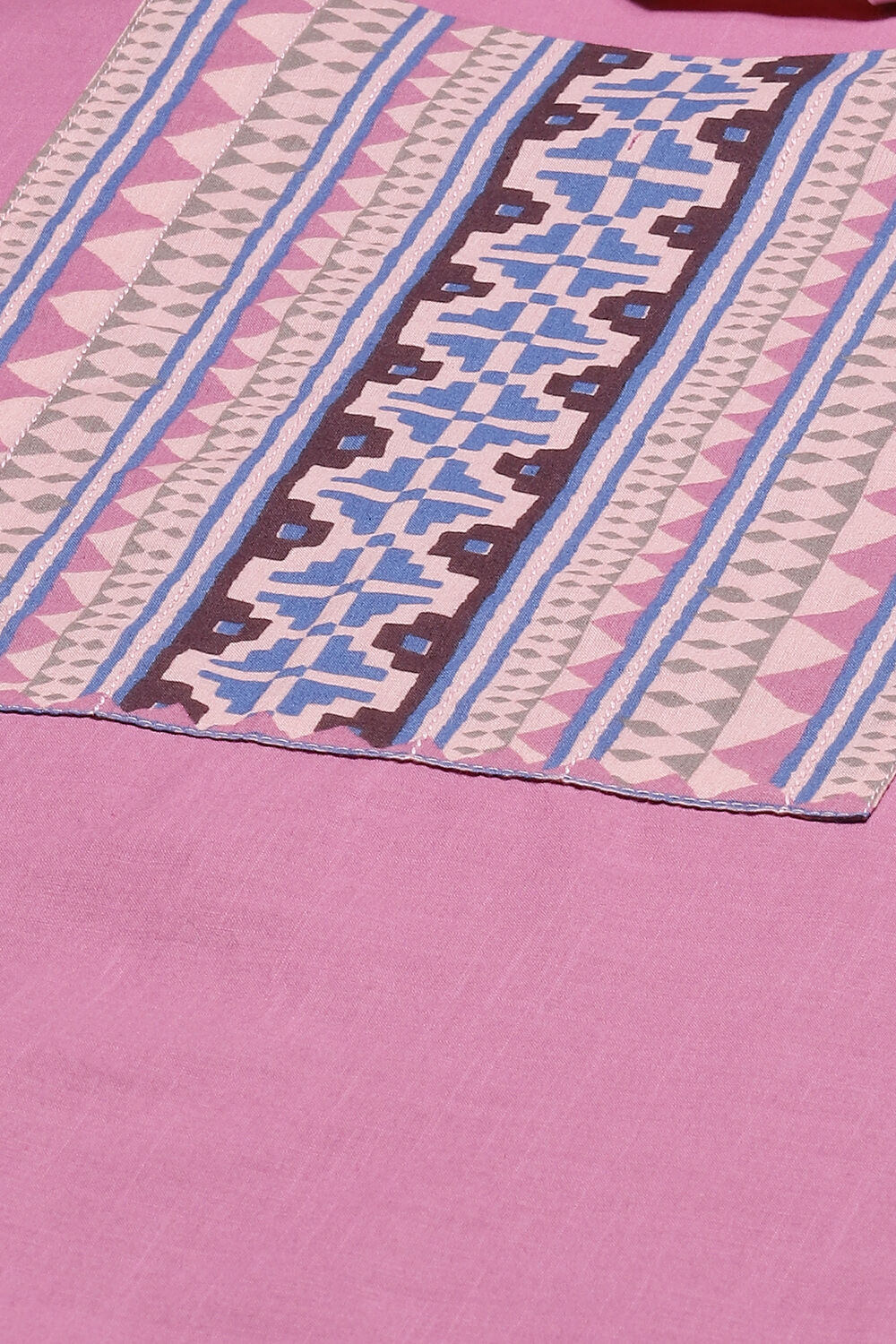 Black Cotton Straight Kurta Pant Suit Set image number 1