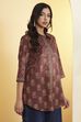Brown Cotton Straight Kurta image number 3