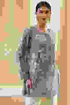 Blue Floral Printed Short Straight Kurta image number 6