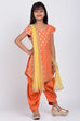 Orange Poly Metallic Straight Kurta Salwar Suit Set image number 3