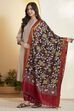 Black Chennur Silk Floral Bloom Dupatta image number 3