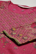 Fuchsia Cotton Straight Suit With Reversible Dupatta image number 1