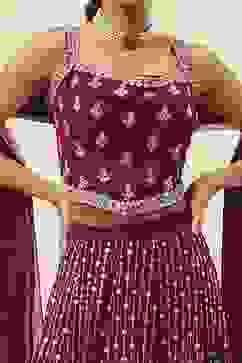 Burgundy Georgette Lehenga Set  image number 1