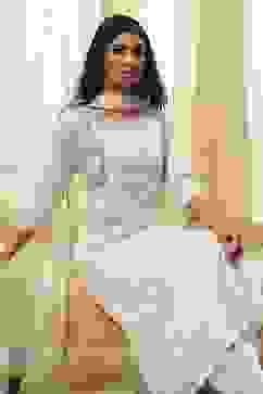 Cream-Colored Cotton Foil Printed Kalidar Suit Set image number 7