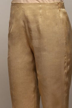 Antique Gold Polyester Slim Yarndyed Pants image number 1