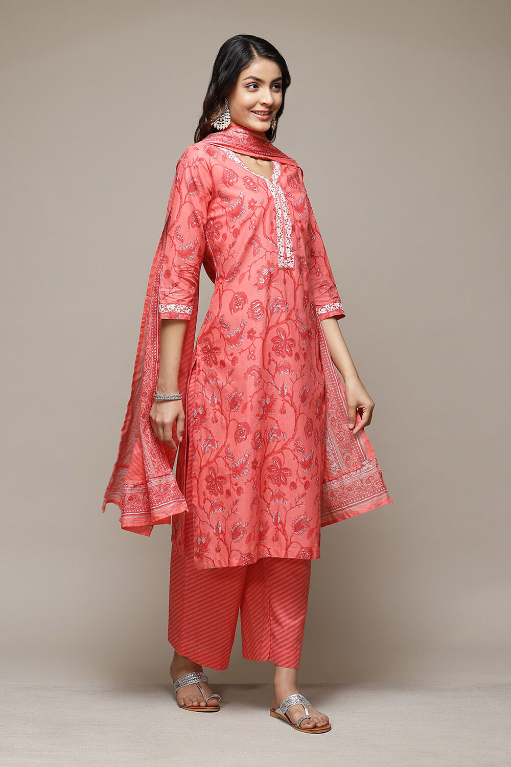 Indigo Cotton Straight Kurta Palazzo Suit Set image number 6