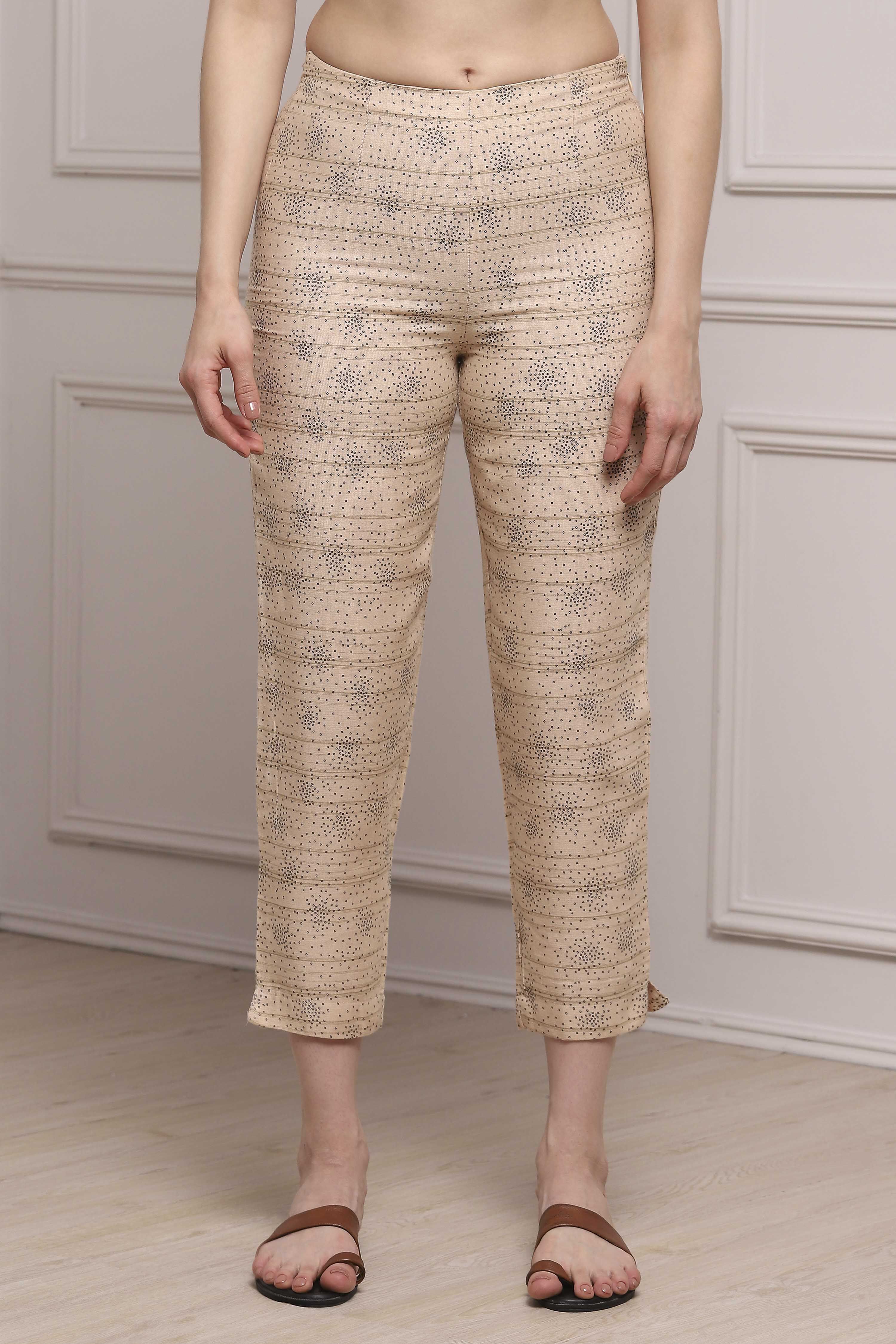 Beige Rayon Pants image number 4