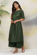 Green Flared Art Silk Fusion Wear 2 Piece Set image number 3