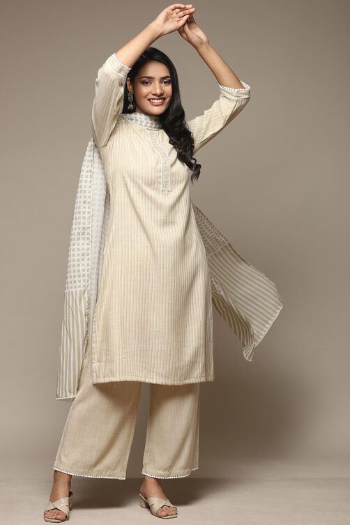 Red Cotton Blend Straight Kurta Palazzo Suit Set image number 0