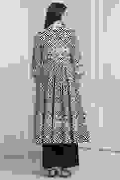 White Cotton Anarkali Fusion Set image number 2