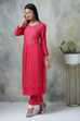 Fuchsia Rayon Straight Kurta Pants Set image number 5