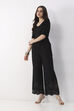 Black Cotton Straight Palazzos image number 0