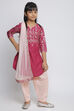 Blue and White Cotton Printed Straight Suit Set image number 4