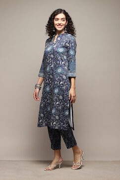 Indigo Poly Spendex Straight Printed 2 Piece Set image number 3