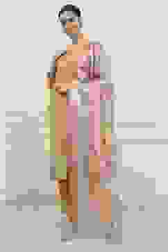 Mustard Silk Blend Machine Embroidered Unstitched Suit Set image number 4