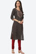 Black Cotton Unstitched Suit Set image number 5