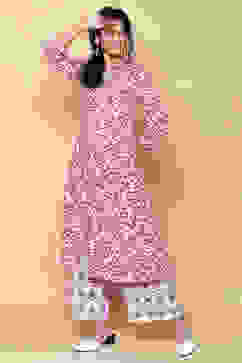 Magenta Rayon Straight Kurta Pants Set image number 1