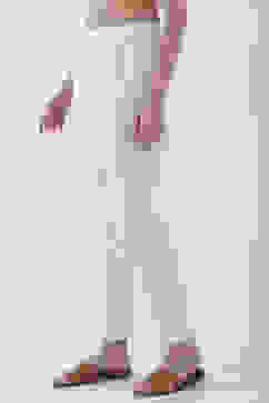 White Cotton Solid Fitted Pants image number 2