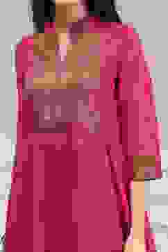 Fuchsia Yarn-Dyed Flared Kurta image number 1