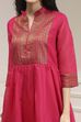 Fuchsia Yarn-Dyed Flared Kurta image number 1