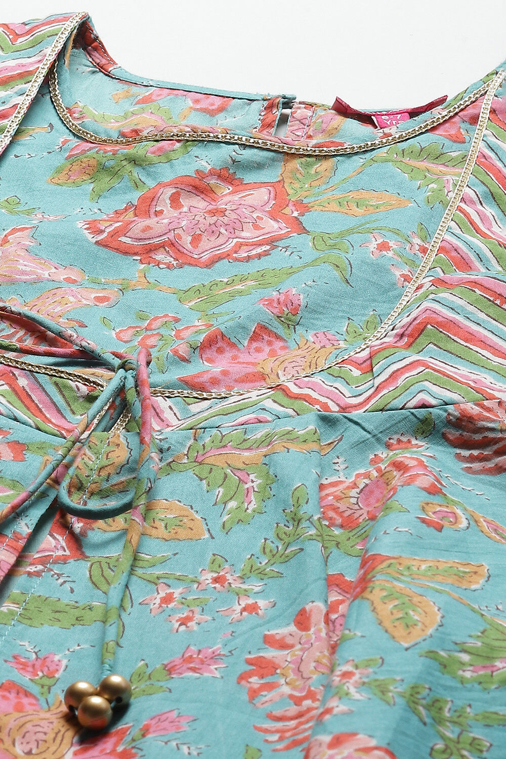 Turquoise Cotton Short Kurti image number 1