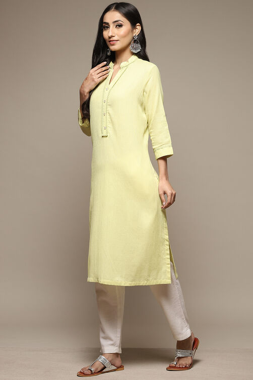 Pink Cotton Blend Straight Yarndyed Kurta image number 5