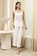 Off-White and Blue Cotton Floral Kalidar Suit Set image number 6