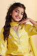 Yellow Floral Motifs Yarndyed Straight Kurta Set image number 1