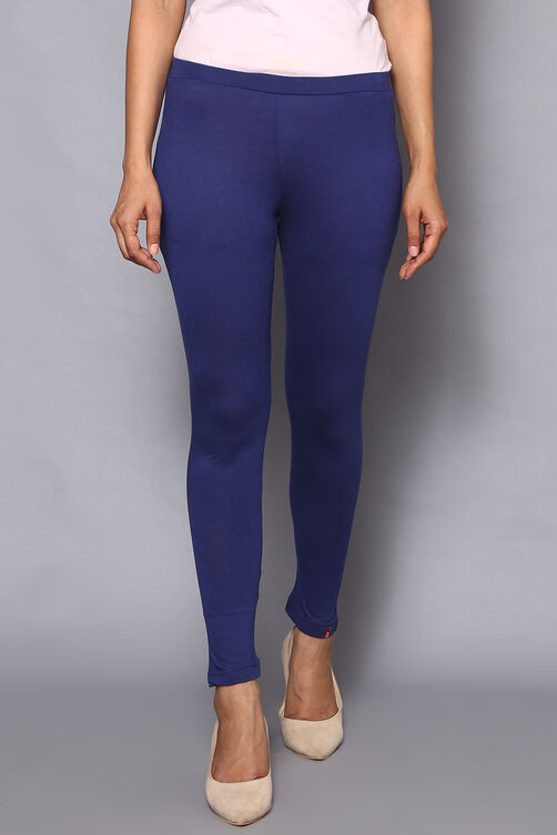 Navy Viscose & Lycra Leggings image number 0