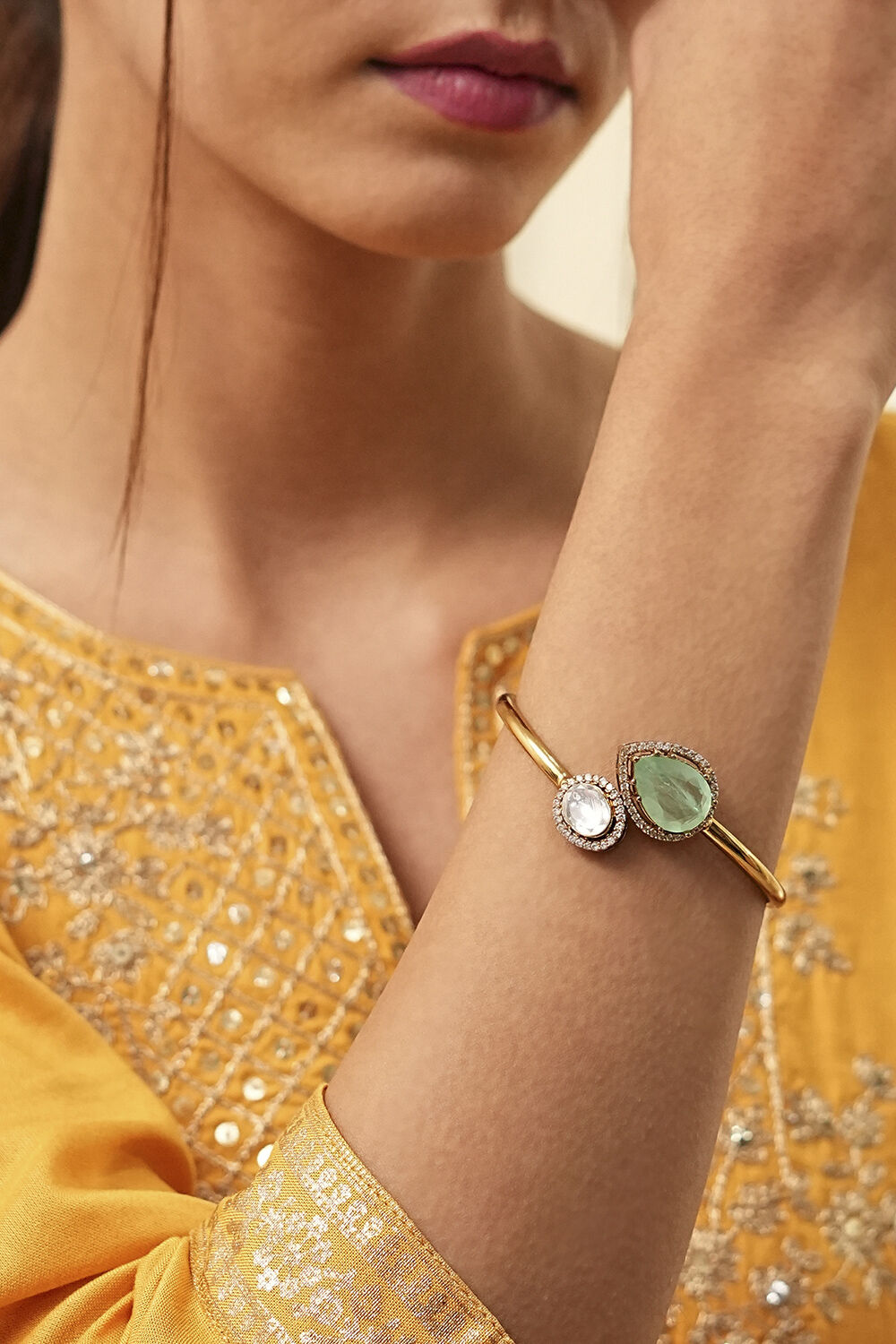 Mint Green Brass Bracelet image number 1