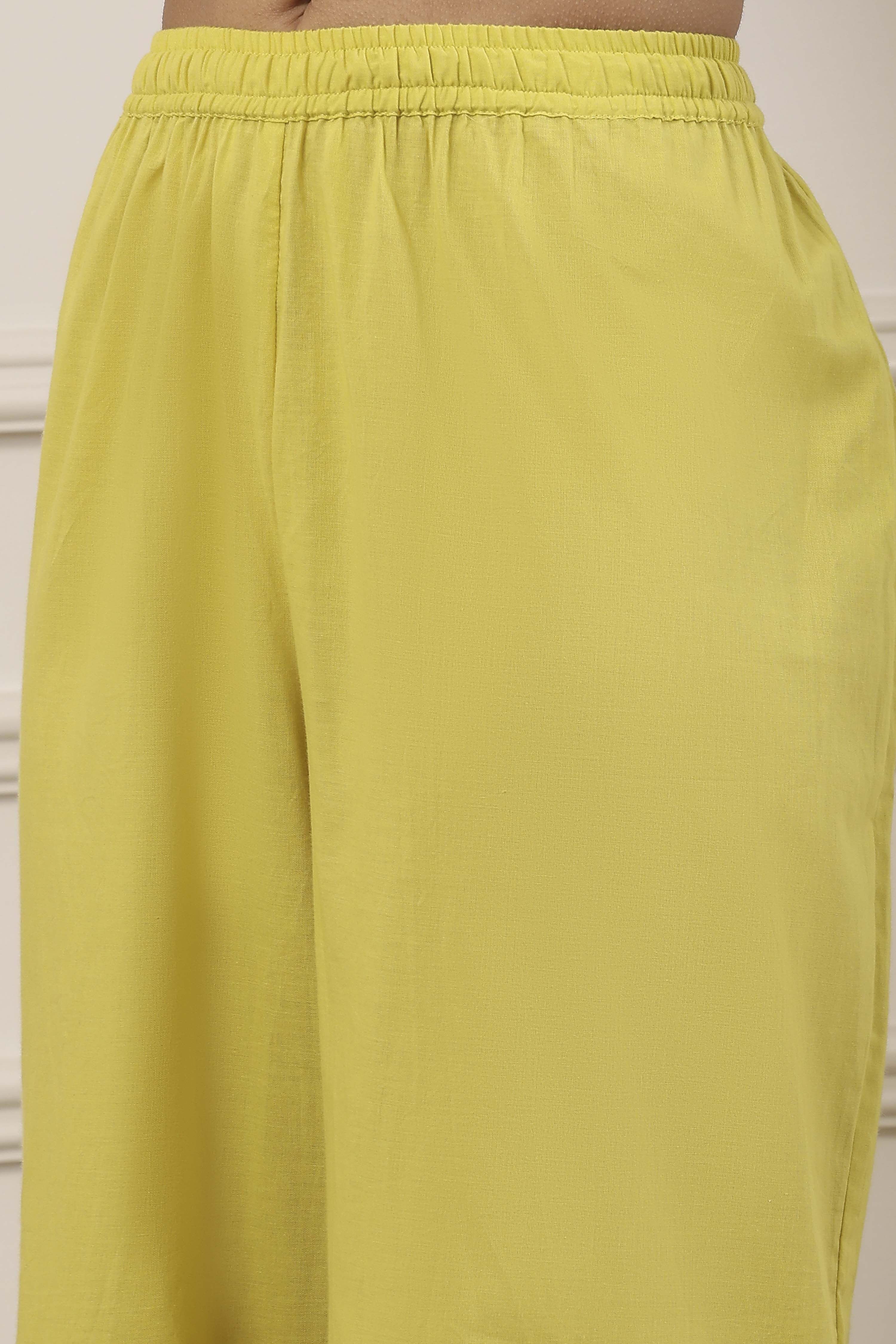 Yellow Cotton Anarkali Suit Set image number 2
