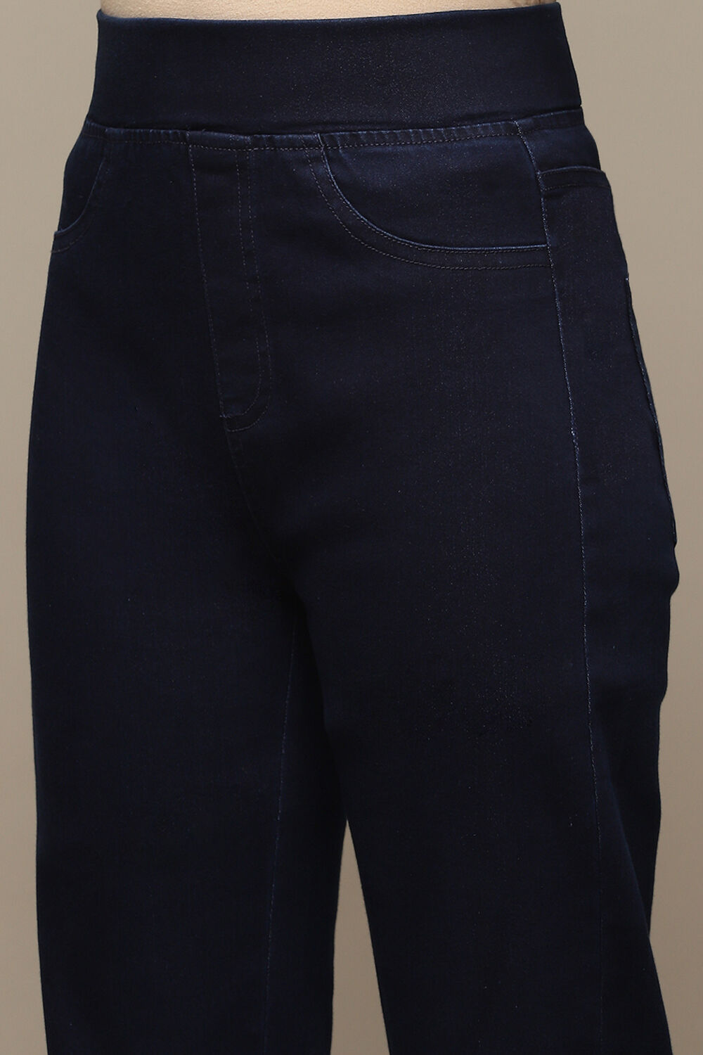 Indigo Cotton Blend Solid Jeggings image number 1