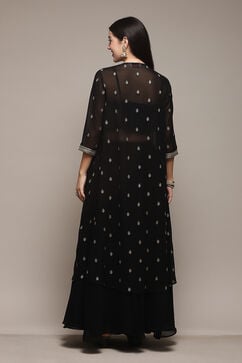Black LIVA Short Kurta Skirt Suit Set image number 3