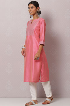 Fuchsia Straight Nylon Viscose Kurta image number 5