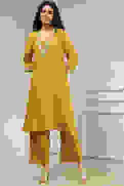 Yellow Metallic Pattern Straight Kurta image number 6