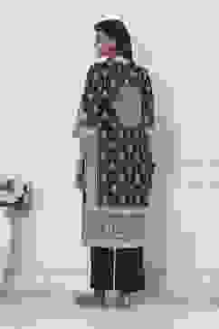 Black Cotton Printed Straight Suit Set image number 4