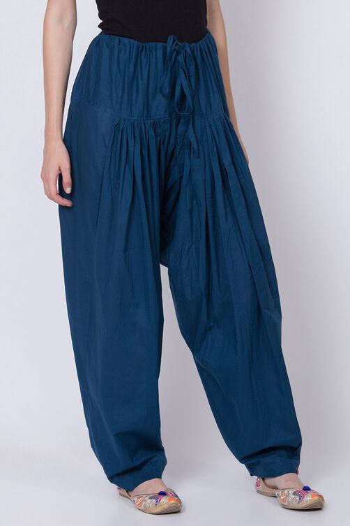 Navy Blue Cotton Solid Salwar image number 1