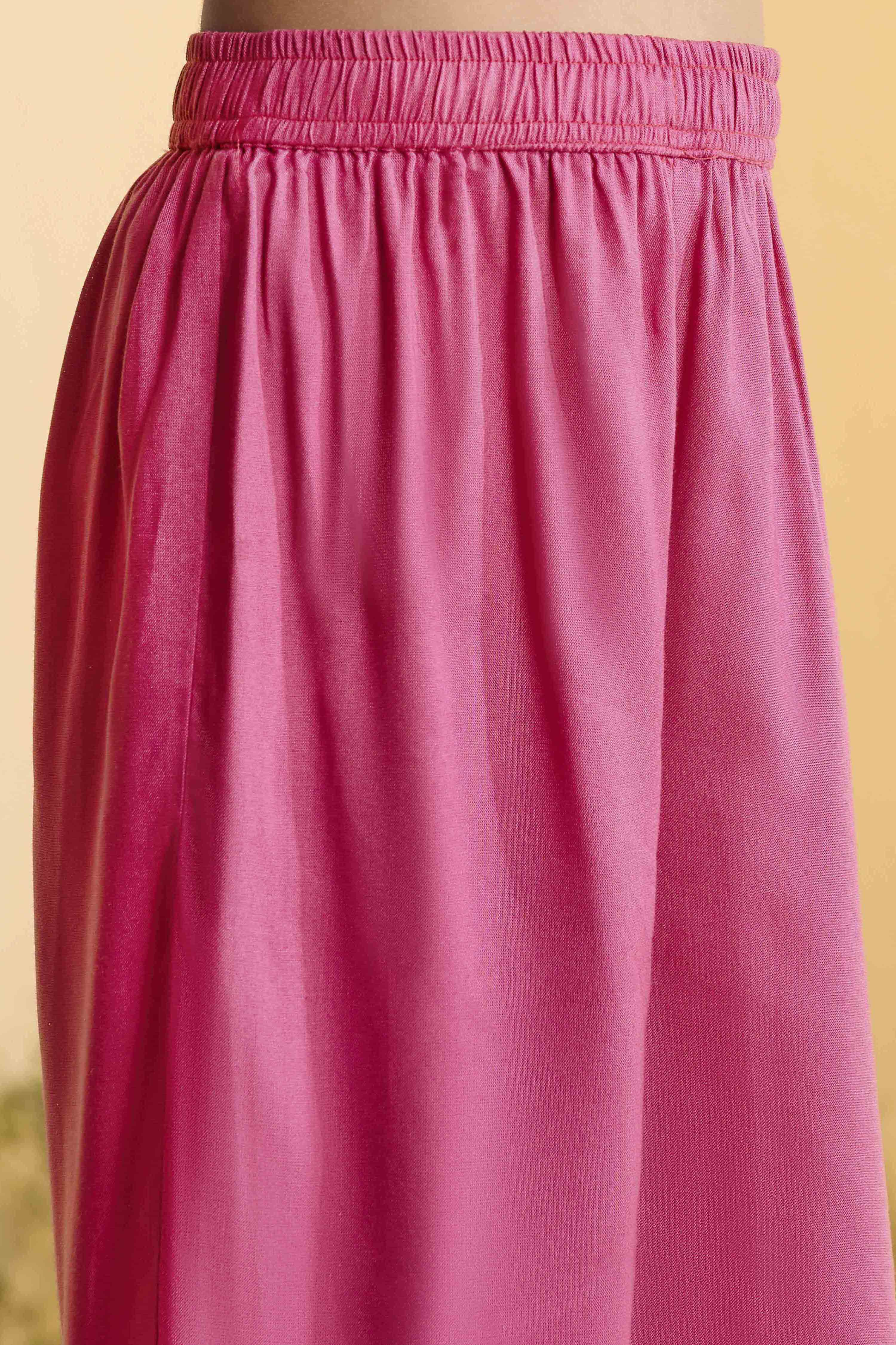 Pink Cotton Floral Anarkali Kurta Set image number 2