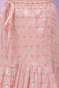 Onion Pink Art Silk Sharara Kurta Garara Suit Set image number 5