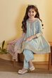 Blue Yarndyed Sequined Kalidar Kurta Set image number 0