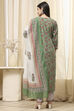 Royal Blue Cotton Screen Print Unstitched Suit Set image number 5