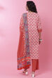 Red Cotton Straight Kurta Palazzo Suit Set image number 4