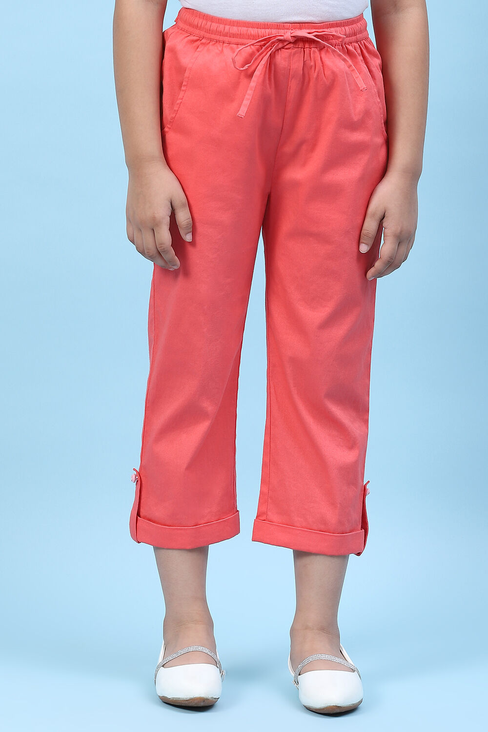 Powder Blue Cotton Solid Pant image number 0