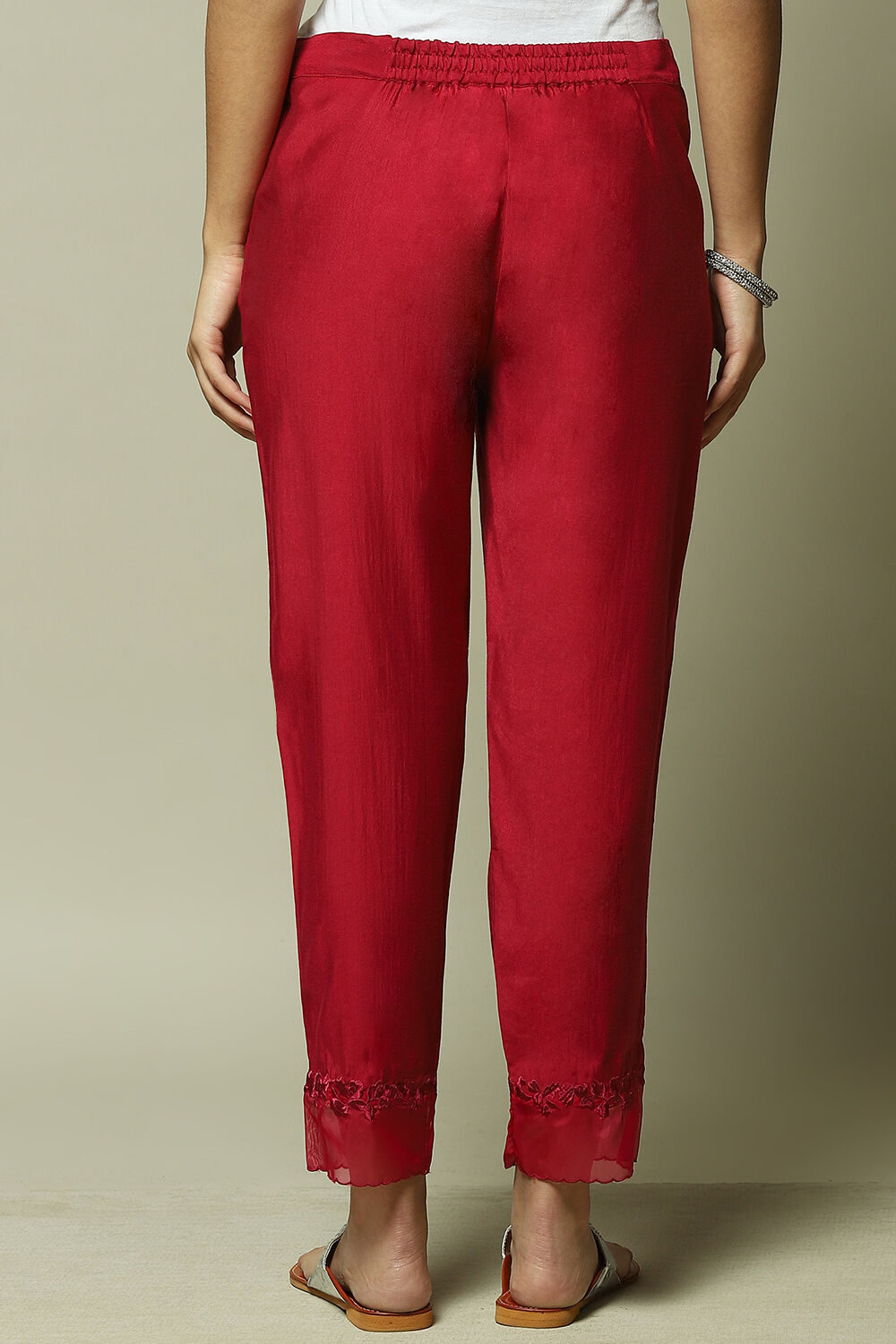 Black Cotton Blend Yarndyed Pants image number 4