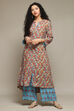 White & Blue Rayon Straight Kurta Palazzo Suit Set image number 0