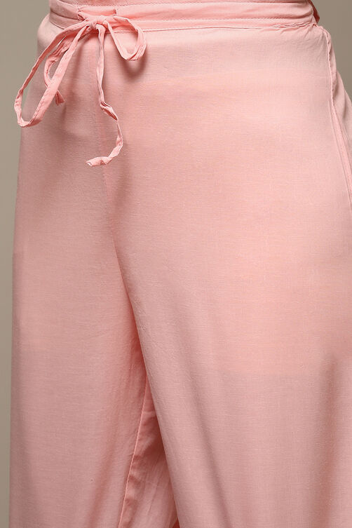 Blush Pink Cotton Blend Straight Kurta Pant Suit Set image number 2
