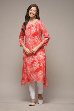 Coral LIVA Straight Printed Kurta image number 1